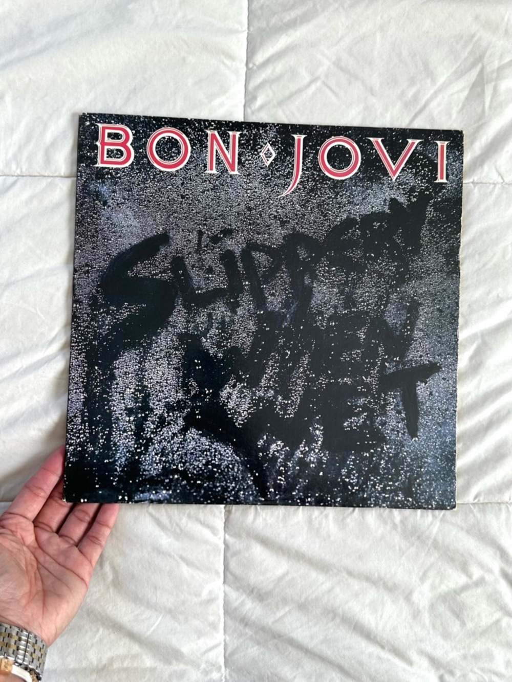 Bon Jovi Slippery When Wet Vinyl LP Record- Black & White Cover 1986 Original